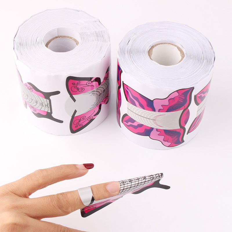 Manicure extensión de papel de papel de mariposa para hacer cristal francés de uñas herramienta de extensión de uñas de fototerapia 300 piezas / rollo