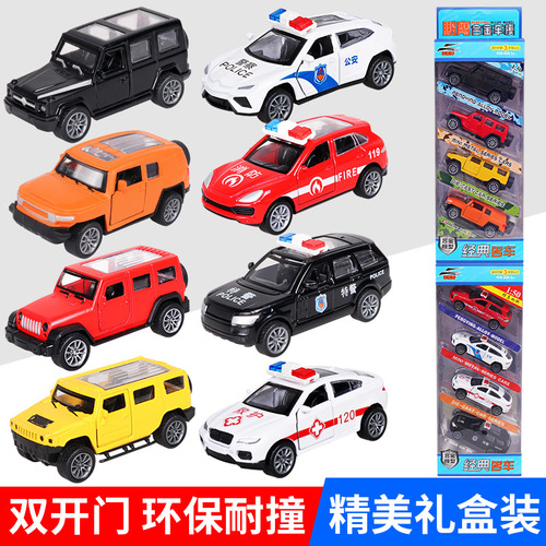 Children's toys alloy car model police car simulation firefighting military car bus toy car street stall supply wholesale