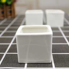 方口小花盆黑白陶瓷方缸插花花器迷你多肉植物陶瓷花盆正方形批发