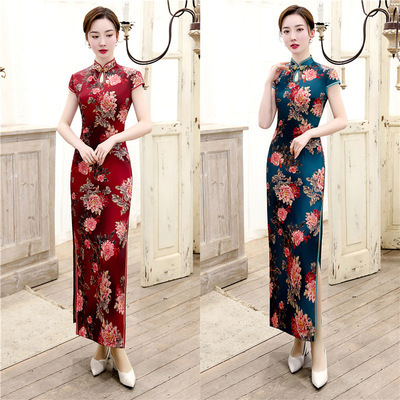 Chinese Dress Qipao for women cheongsam Large size cheongsam water drop collar cheongsam