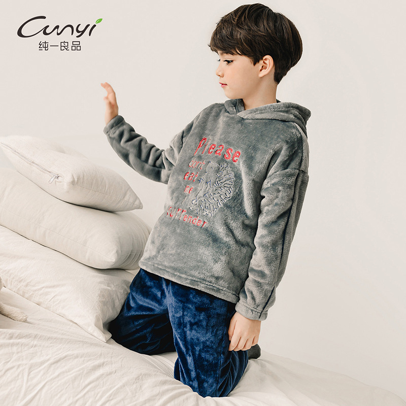 CHUNYIPIN 아동복 플란넬 홈 세트 가을 및 겨울 캐주얼 의류 산호 양털 파자마 CJ204712