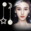 Asymmetrical earrings from pearl, Korean style