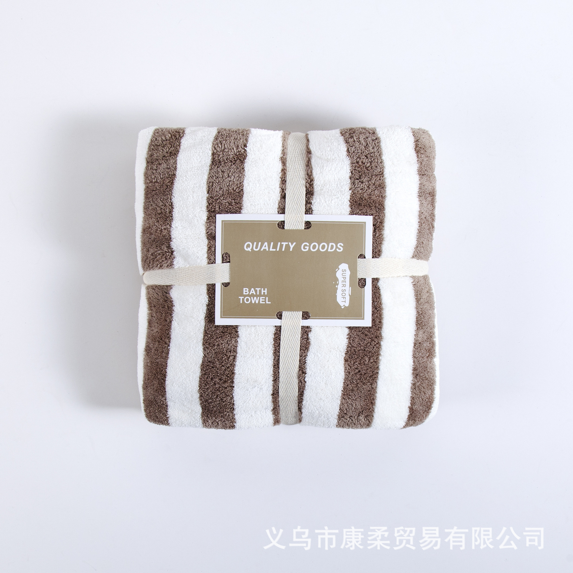 珊瑚绒竖条浴巾