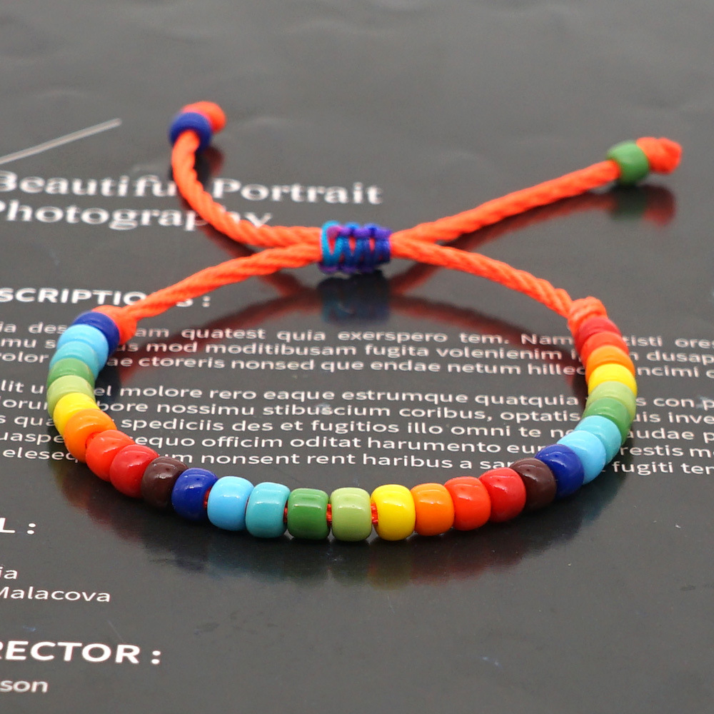 creative Bohemian ethnic rainbow enamel beads glass handmade couple braceletpicture1
