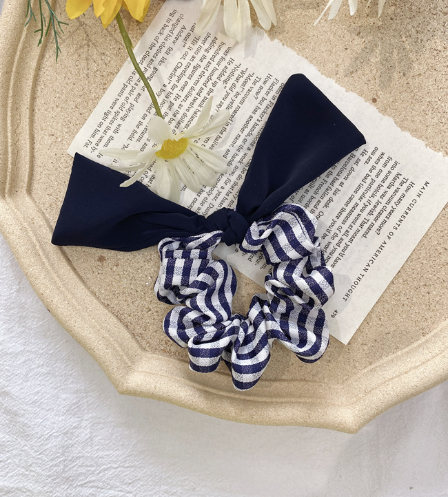 Hair Ring New Plaid Color Cloth Pig Fat Bow Hair Rope Headdress Scrunchies Wholesale display picture 3