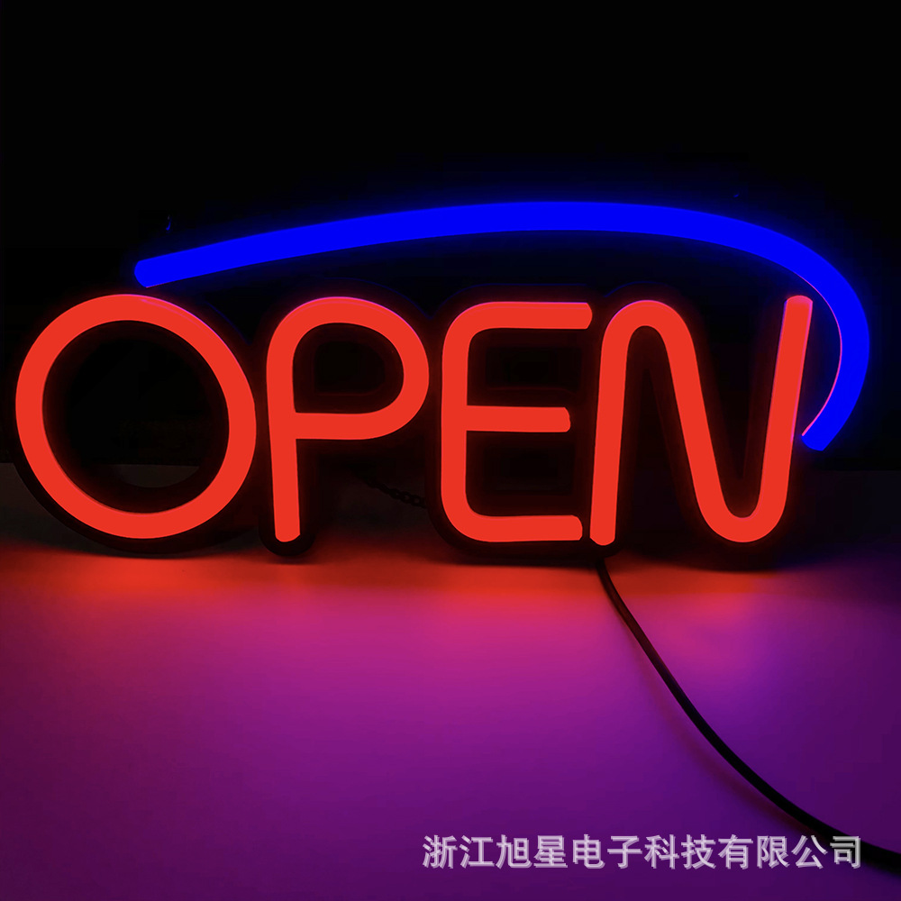 外贸LED霓虹灯红蓝OPEN SIGN橱窗悬挂灯牌发光广告牌商用