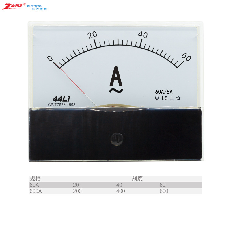 指针励磁交流AC电流表44L1-A 0-60A 600A 6000A /5A/1A  80*100mm