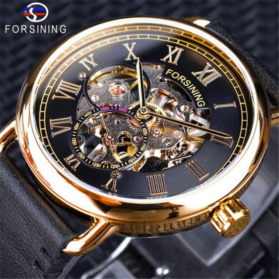 Forsining Fusini reloj mecánico manual de negocios para hombre transparente inferior casual reloj mecánico reloj cinturón