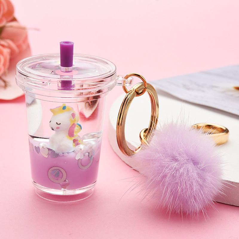 Cartoon Unicorn Milk Tea Bottle Acrylic Keychain Wholesale Nihaojewelry display picture 4