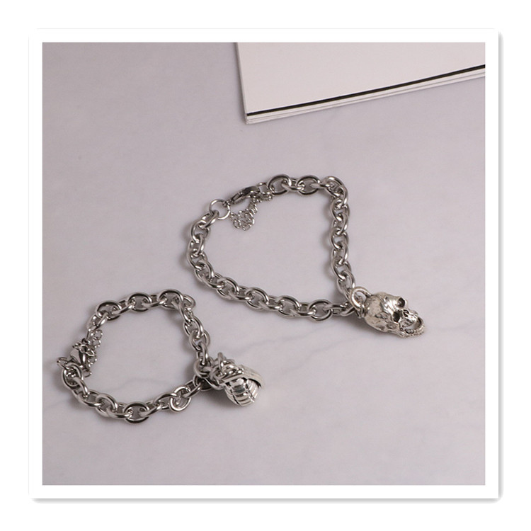 Hip hop multi-layer titanium steel dark girl, simple and personalized internet celebrity style skull bracelet, couple_voghion.com
