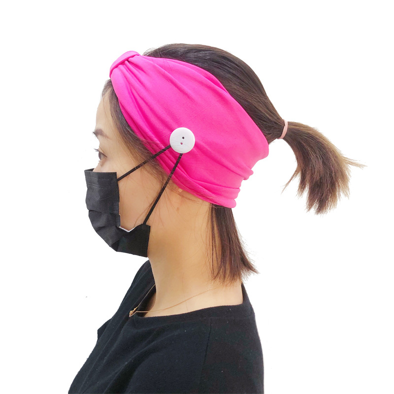 New Mask Anti-leather Button Fitness Hair Band Sports Yoga Knitted Sweat-absorbent Hair Band Wholesale display picture 5