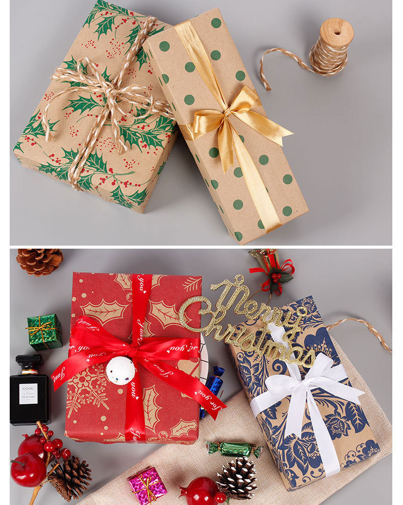 Christmas Leaves Deer Kraft Paper Party Gift Wrapping Supplies display picture 1