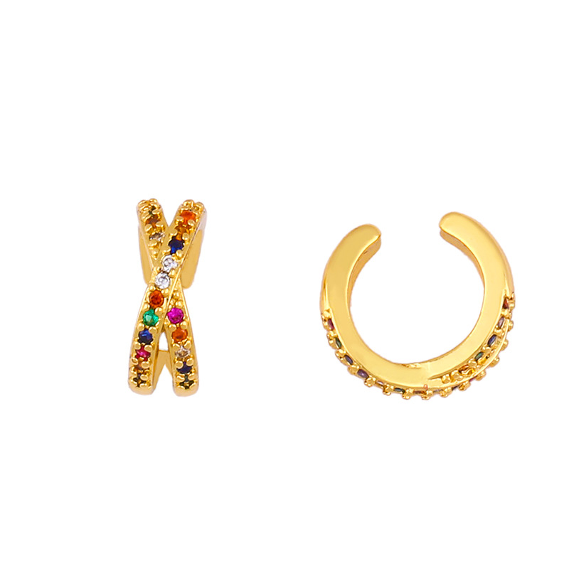 Earrings 2021 التصميم الأصلي الأقراط الأوروبية والأمريكية الرجعية الهيب هوب الصليب مقطع الأذن بدون ثقب الأذن Ers52 display picture 4