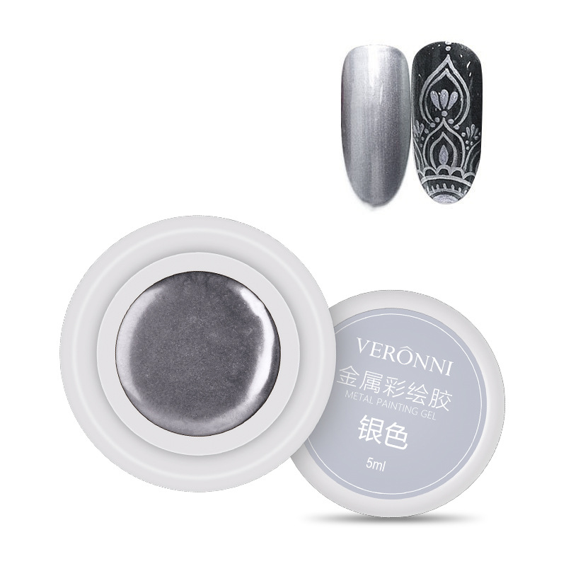 Internet celebridad mismo estilo metal pegamento estilo japonés uñas belleza fototerapia aceite de uñas pegamento Oro Plata Espejo borde gancho línea de tracción pegamento pintado