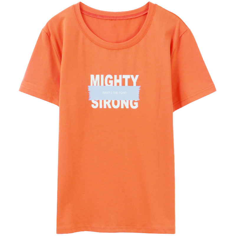 Summer New Korean Version Of Pure Cotton Short-sleeved T-shirt Female 2021 Ladies Loose Wild Half-sleeved Orange Top Clothes Ins Tide