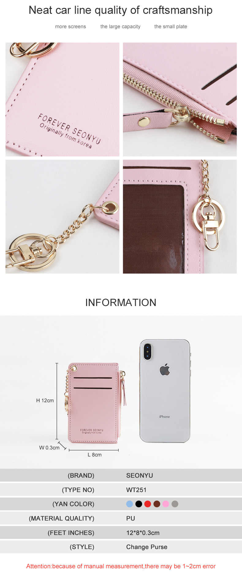 Fashion Korean Short Card Zipper Cute Card Holder Coin Bag Zipper Card Holder Coin Purse Girl Wallet Wholesale Nihaojewelry display picture 2