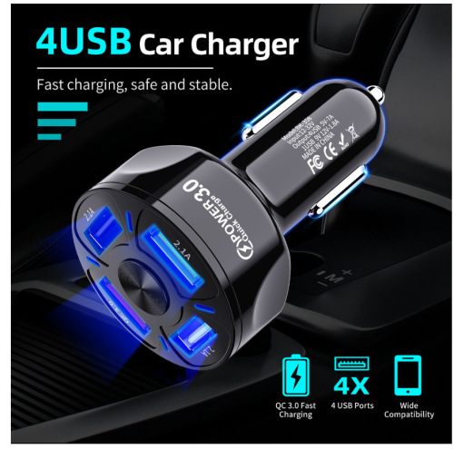Fast charging car charger 3.1A one to four QC 3.0 qc3.0 car mobile phone charger 4usb car charger