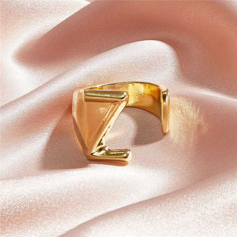 New 26 English Alphabet Ring Fashion Street Shooting Opening Adjustable Metal Ring Women display picture 22