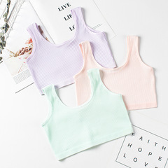 Double-layer threaded bra vest for teenage girls in developmental period. Pure cotton U-shaped wide band children's bra. Sports and breathable.