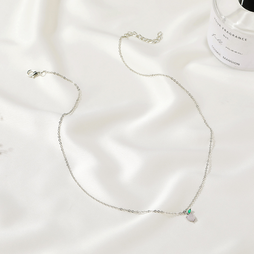 Womenu0027S Cute Peach Copper Opal Necklace Inlay