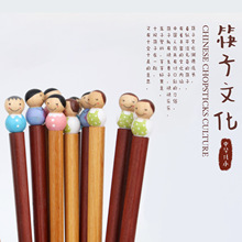10元店货源日用百货筷子网红家用可爱卡通创意日式木筷子公仔头