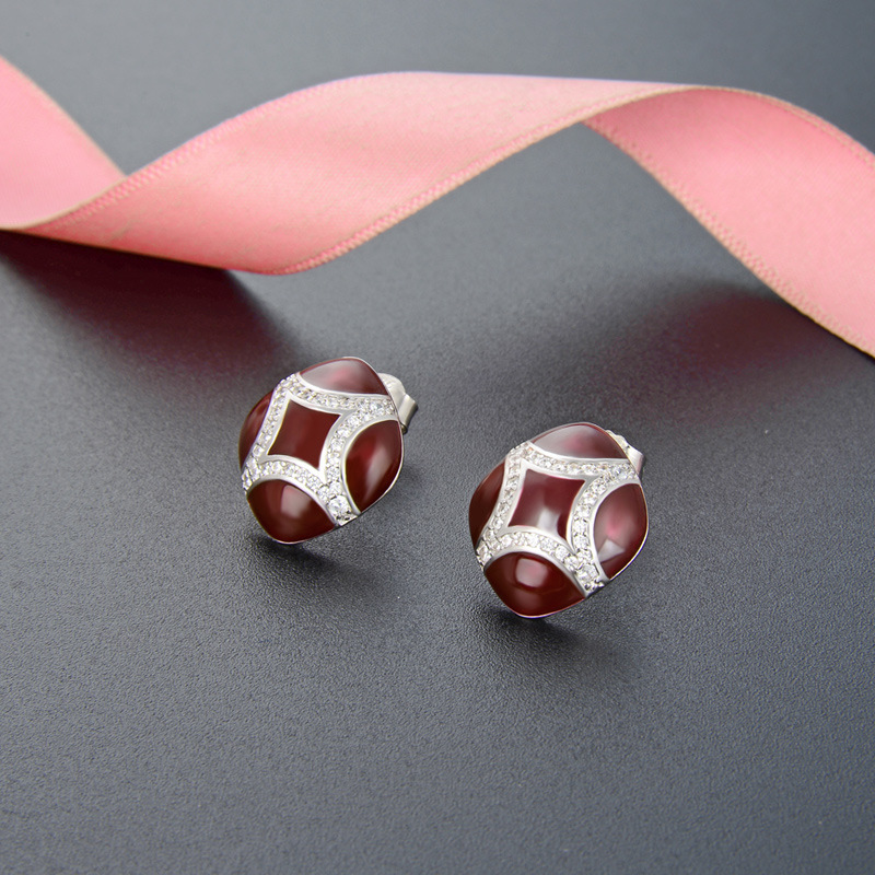 Diamante-incrustado creativo seta s925 plata ZIRCON Stud pendientes gota aceite pendientes fuente fábrica al por mayor tienda física suministro directo