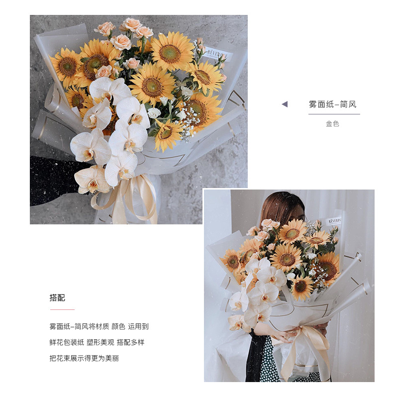 Flower dress square frame strips, black edge matte paper, simple style semi-transparent paper, flower gift wrapping paper, wholesale of flower shop supplies detail image 6