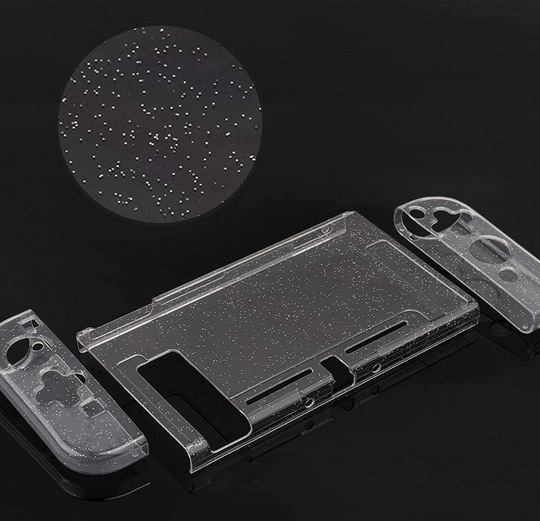 任天堂switch闪粉透明水晶壳 OLED闪光分体保护壳 跨境电商爆款