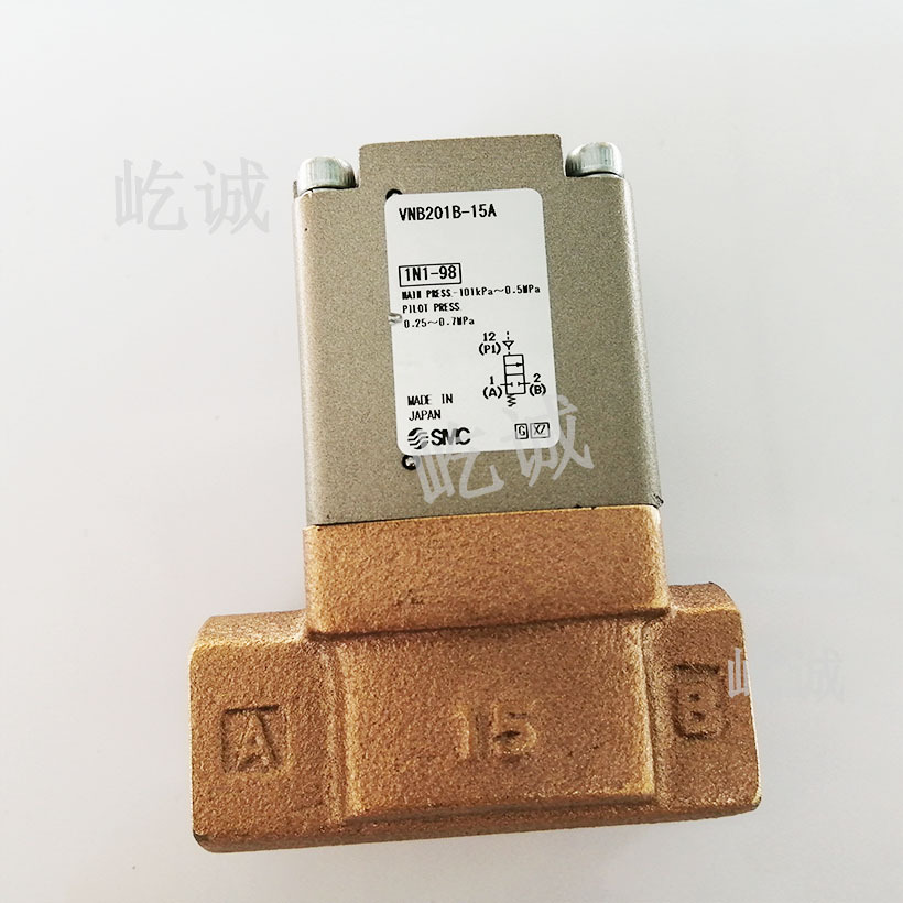 日本SMC全新流体控制2通阀 VNB201B-15A 气控型 材质FKM口径1/2