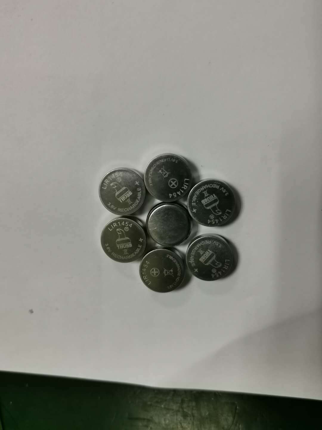 金拇指电池3.6Ⅴ LIR1454纽扣电池3.7V可加工焊脚电线锂电池