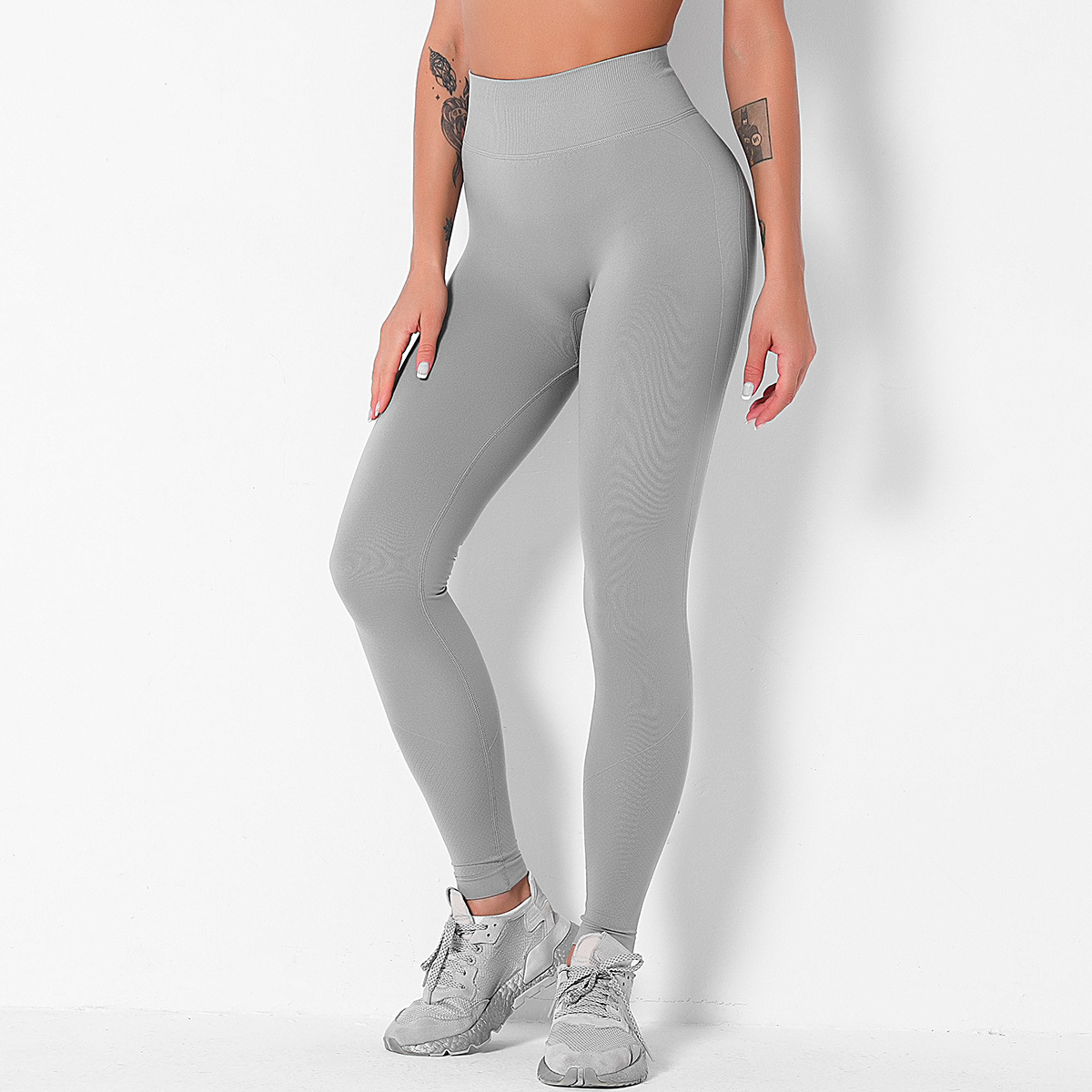 seamless high waist tight-fitting hip-lifting solid color sports pants  NSNS10685