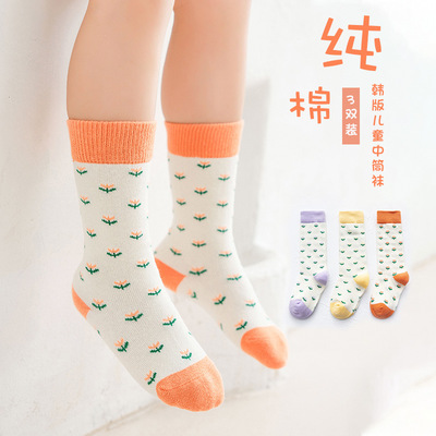 20 Autumn and winter new pattern children Socks lovely men and women Medium hose Dot Cartoon Combed stripe Students socks