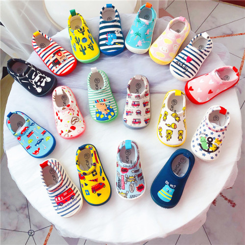 Japanese single new girls' elastic cloth shoes boys' shoes children's canvas shoes one-foot baby kindergarten shoes