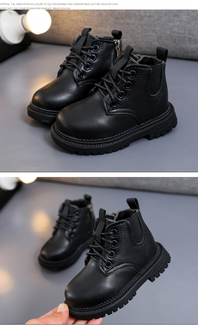 Zapatos de algodón de cuero para niños pequeños y medianos engrosados ​​de algodón para bebés de otoño e invierno_voghion.com