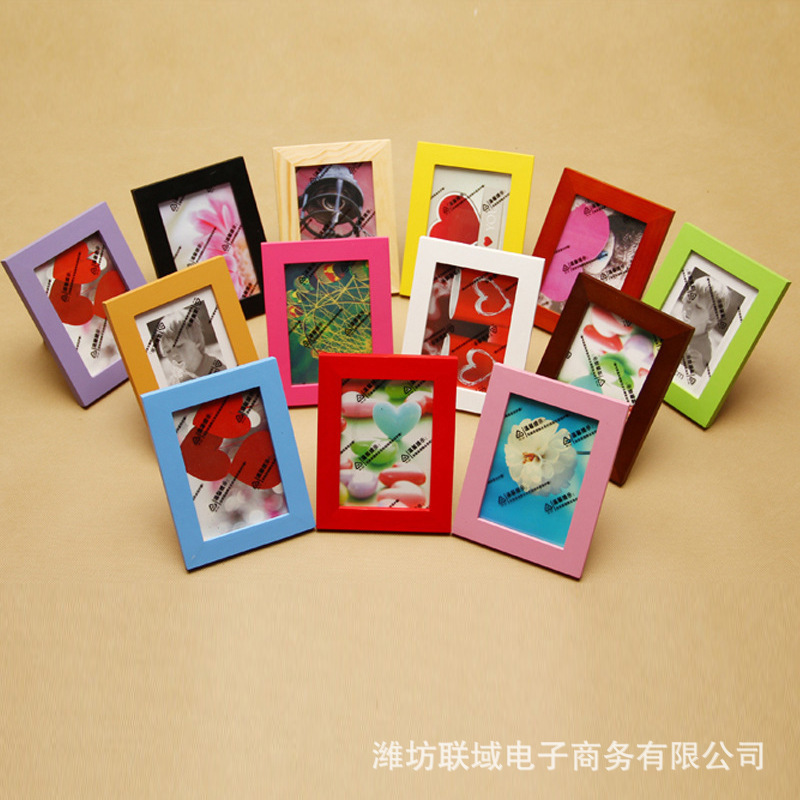 Factory wholesale 1cm thickness solid wood picture frame wall table color variety large quantity discount photo frame