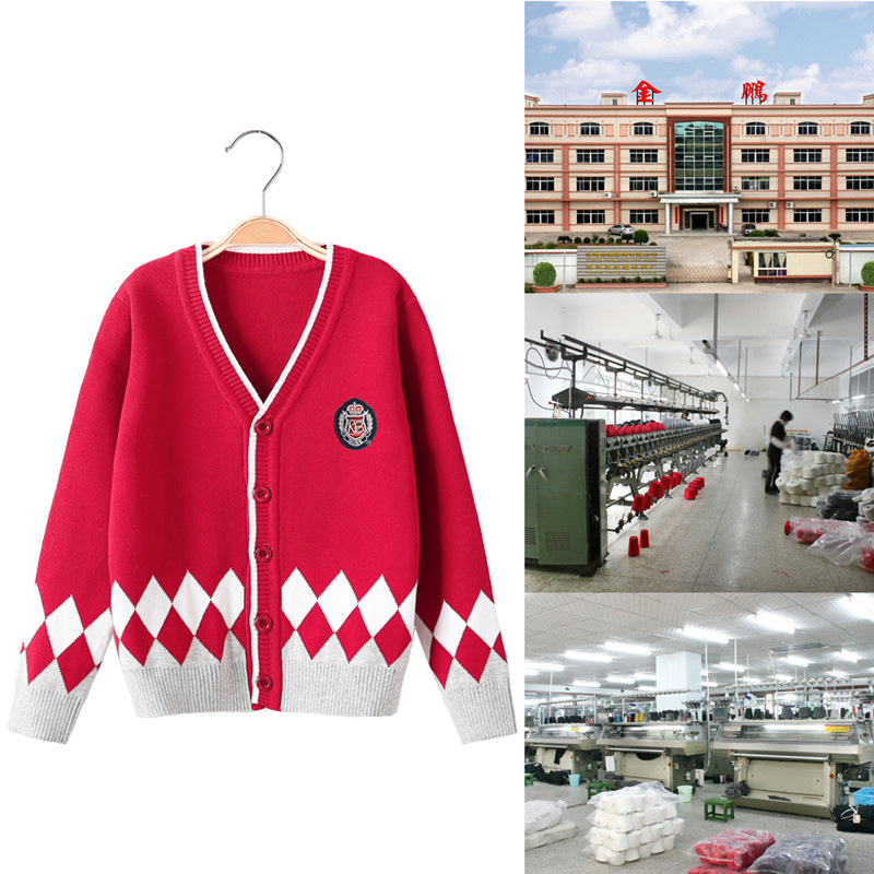 Children&#39;s sweaters British style school uniform Customized Primary and secondary school students school uniform knitting sweater machining Customize