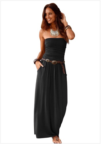 New summer new European and American women's dress tube top one-collar sleeveless strapless loose dress