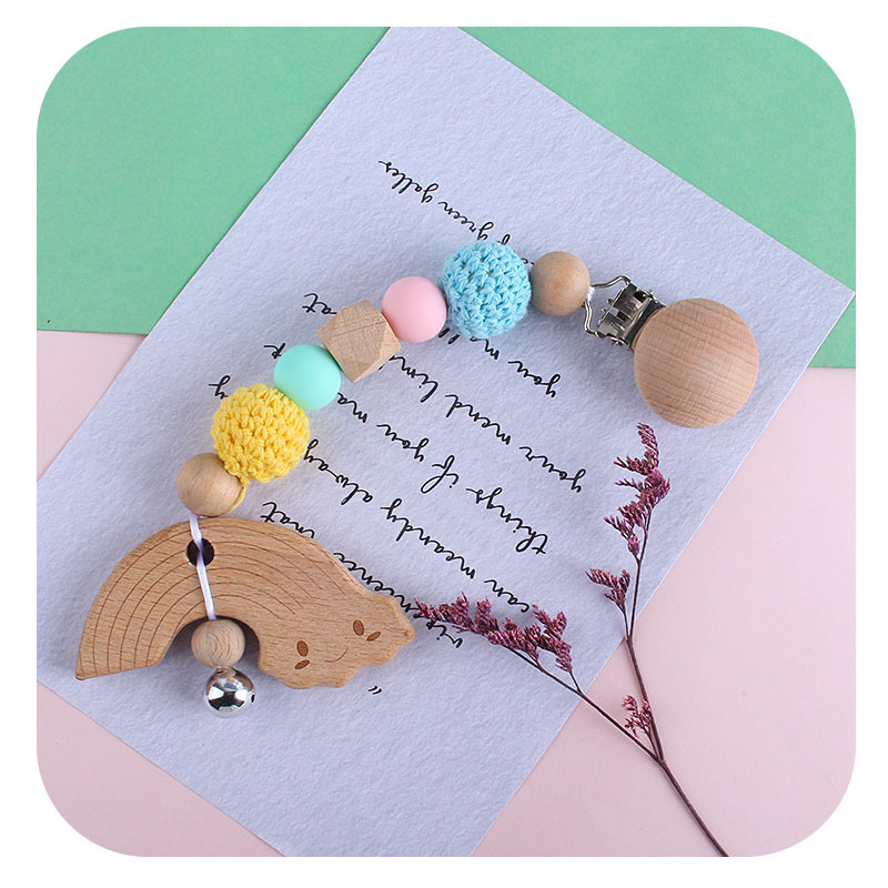 Bebé DIY creativo de la historieta haya animal juguete mordedor nuevo pequeños pies de silicona perlas teether palo cadena del pezón