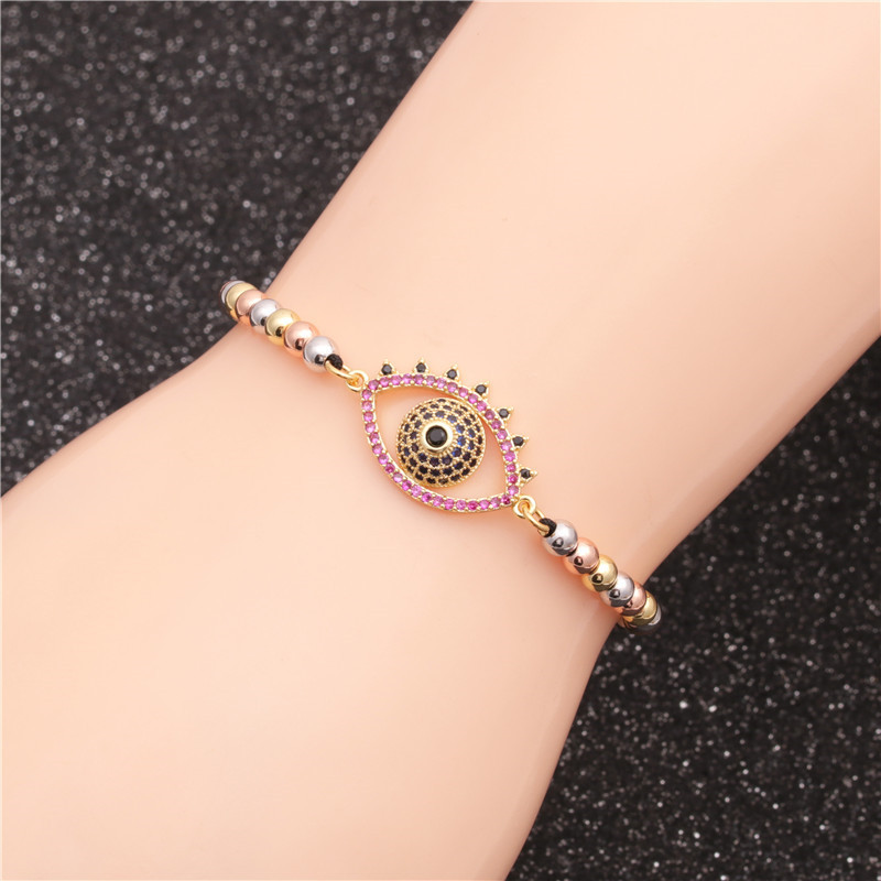 Nouveau Bracelet Tissé Oeil Du Diable Avec Chaîne De Perles De Couleur Mixte display picture 3