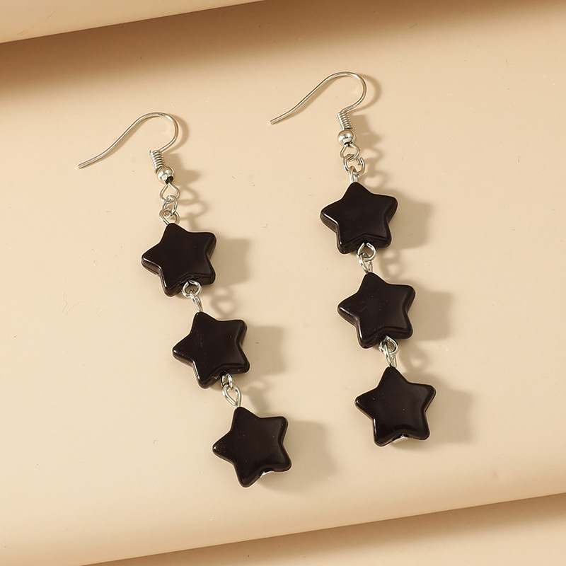 New Color Five-pointed Star Candy Color Butterfly Long Earrings Wholesale Nihaojewelry display picture 5