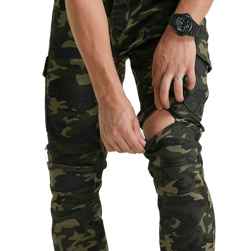 Directo de fábrica herramientas de camuflaje multi-Bolsa de la motocicleta pantalones vaqueros de la motocicleta de los hombres elásticos resistentes a la caída pantalones cortos