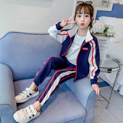 女童秋裝網紅套裝2020新款洋氣中大童春秋童裝兒童時髦運動兩件套