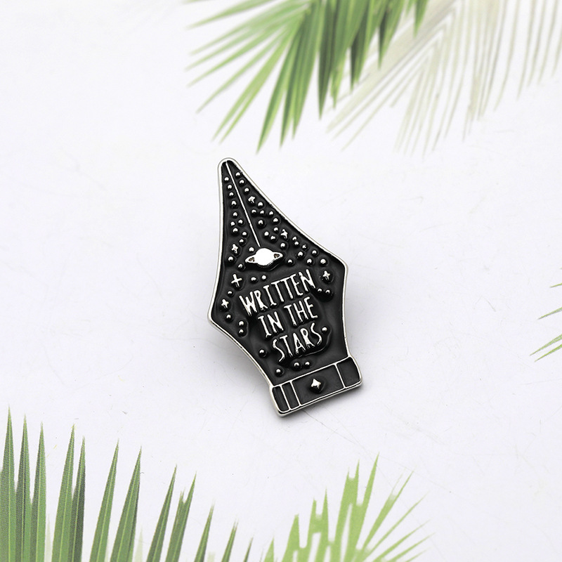 Fashion Star Pen Brooch Black English Letter Student Wild Alloy Badge display picture 2