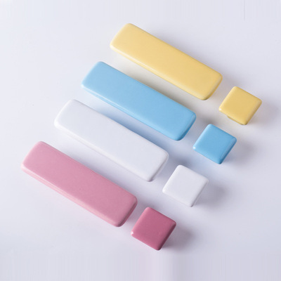 Pink jelly colour ceramics Art handle powder blue Red, yellow, Cartoon furniture Children's Room handle