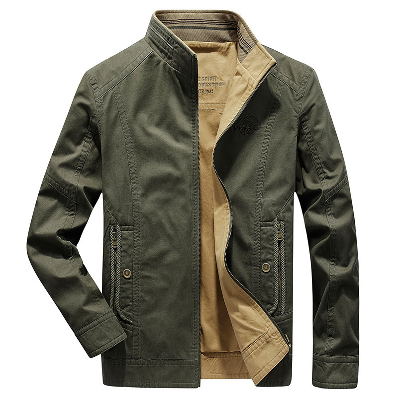 Primavera transfronteriza nuevos hombres de moda casual más tamaño chaqueta de cuello alto desgaste de doble cara chaqueta de dos caras superior