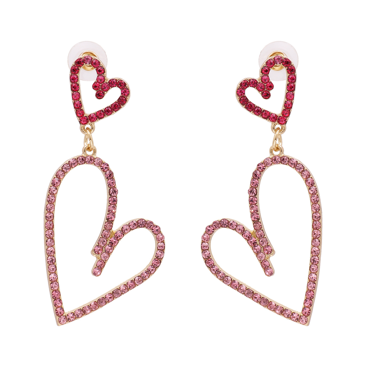 Big Earring Jewelry Alloy Heart-shaped Colorful Diamond Pierced Earrings Wholesale Nihaojewelry display picture 3
