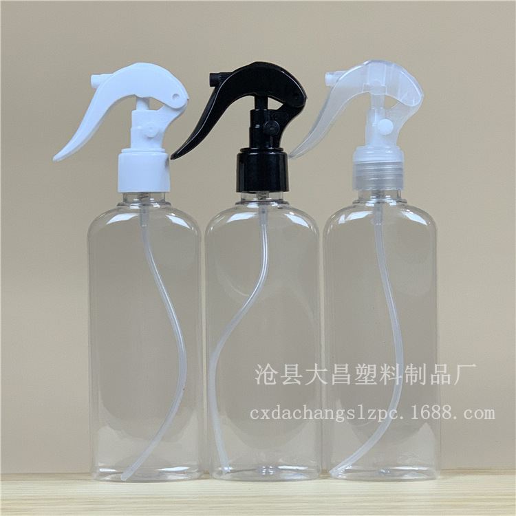 现货 300ml小老鼠喷雾瓶 手扣喷瓶 pet透明扁款塑料瓶 清洗消毒瓶