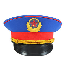 【特價銷售】寶藍紅色大蓋帽公安保安帽解放軍帽（成人兒童均有）