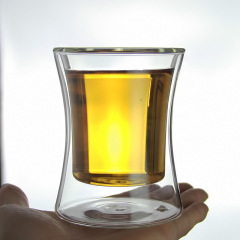 Double-layer glass cup, transparent creative tea cup, trendy high borosilicate glass INS coffee cup