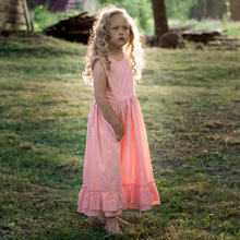 2022夏季連衣裙粉色A字裙女童公主歐美原單外貿無袖裙子棉碼童裝